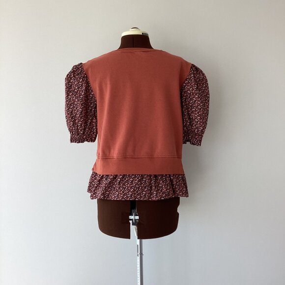 Floral Puffed Sleeve Sweatshirt Top - Picture 3 of 5